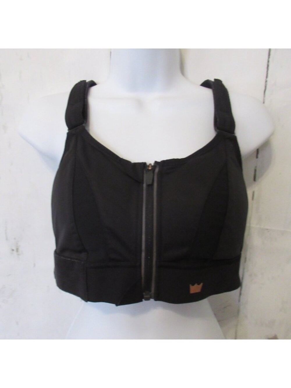 Shefit‎ Bra M Medium Black Zip Front Sports Running Wireless